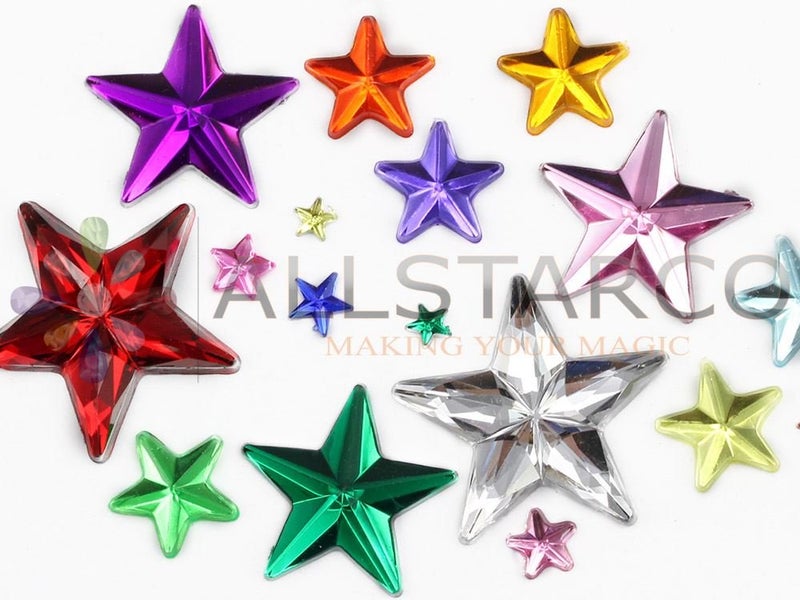 Allstarco 6mm Amber LQ32 Star Self Adhesive Acrylic Rhinestones Plastic Face Gems Stick On Body Jewels for DIY Cards and Invitations Crafts Bling Sticker - 5 Sheets - 250PCS - Image 5